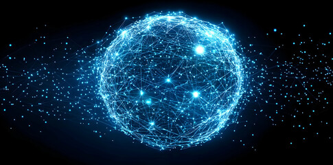 Leinwandbilder - A glowing, interconnected sphere representing digital networks and technology.