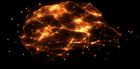 Aufkleber - Abstract representation of a brain with glowing connections, symbolizing neural networks.