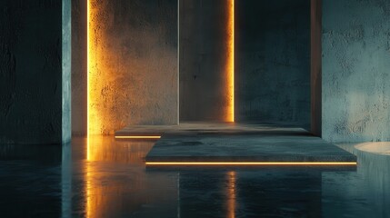 Poster - Minimalistic Realistic Visual Mockup of a Modern Interior with Layered Elements and Lighting
