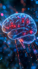 Aufkleber - A vibrant digital representation of a brain, symbolizing neural connections and cognition.
