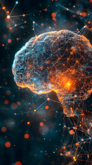 Poster - Abstract representation of a brain with interconnected nodes and glowing elements.