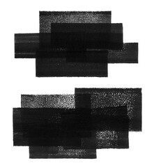 Poster - Geometric compositions made of textured lino ink remains. Black and white artistic text backgrounds. Linocut, relief printing paint roller stains, textured transparent rectangles. Linocutting textures