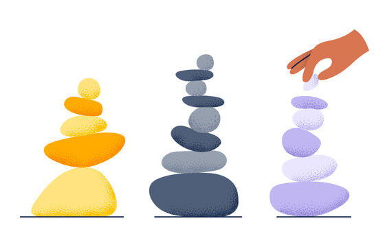 set with balance stones. wellness harmony. physical and mental balance concept. flat vector illustra