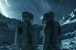 © darshika - Astronauts on Moon  Colonization  Space Travel  Milky Way Galaxy.