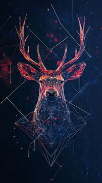 Artistic geometric deer head outline modern pattern design photos