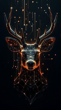 Intricate geometric deer head illustration abstract pattern concept photos