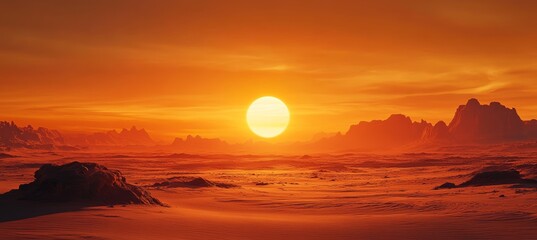 Wall Mural - dry desert landscape on sunset or sunrise scene. generative ai technology.