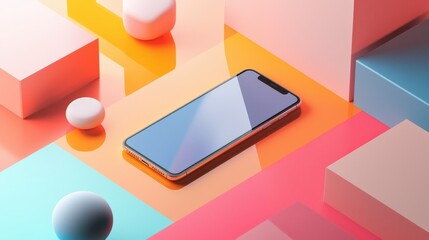 Poster - Modern Vibrant Mockup with Polished Textures and Abstract Shapes Composition
