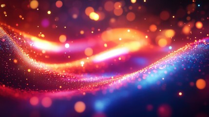 Poster - A vibrant abstract swirl of colors illuminated by sparkling lights, creating a dreamy atmosphere.