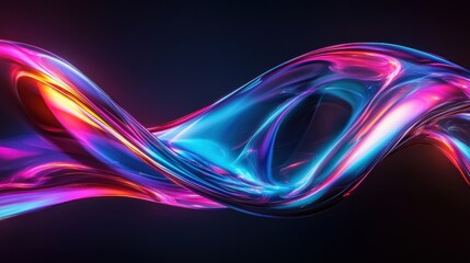 Poster - An abstract flowing wave of vibrant colors, showcasing a blend of pink, blue, and purple hues.