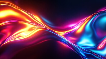 Poster - Vibrant abstract waves in shades of blue, orange, and pink create a mesmerizing glow.