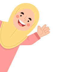 Wall Mural - Illustration of a cheerful hijab girl