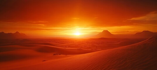 Wall Mural - desert sunset landscape. generative ai technology.