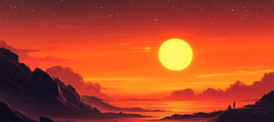 Wall Mural - desert canyon landscape on majestic sunset scene. generative ai technology.