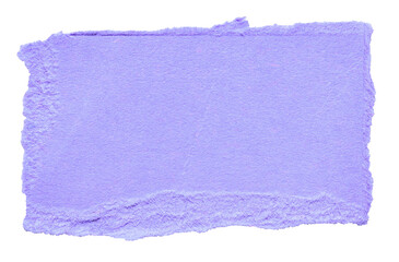 Poster - Isolated cut out torn piece of blank purple paper note cardboard with texture and copy space for text, transparent png background design element