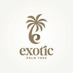 Wall Mural - Initial letter E palm tree icon logo vector illustration design. simple modern vacation, travel, holiday logo concept