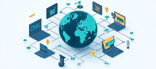 Aufkleber - Global wireless internet network telecom and communication. Generative AI technology.