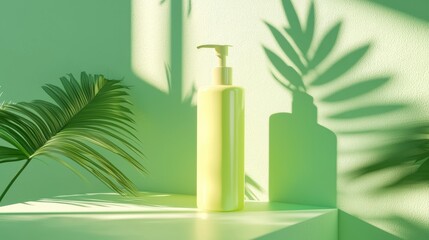 Poster - Vibrant Green Product Mockup with Clean Design and Shadow Play in Modern Composition