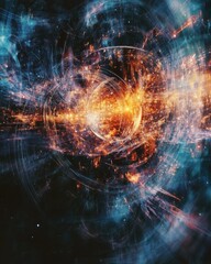 Poster - A captivating display of a black hole intertwining with radiant cosmic energy, showcasing the dynamic interplay of light and dark in the vast universe.