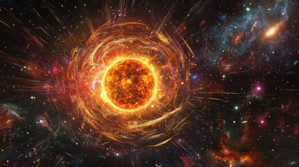 Aufkleber - This visual representation showcases the Higgs boson, surrounded by a dynamic cosmic environment that highlights its significance in particle physics and the universe's structure.