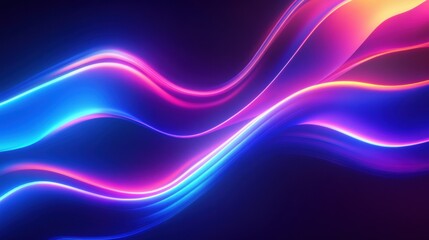 Poster - Vibrant abstract waves of purple, pink, and blue light creating a dynamic visual effect.