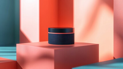 Poster - Modern Packaging Mockup Template for Product Showcase in Vibrant Geometric Backgrounds