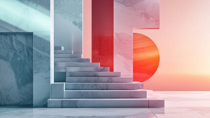 Poster - Creative Polished Mockup of Geometric Structures with Textures and Gradients in a Realistic Scene