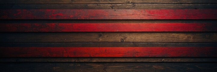 Wall Mural - Rustic Wooden Panel with Weathered Red Stripes Illustration