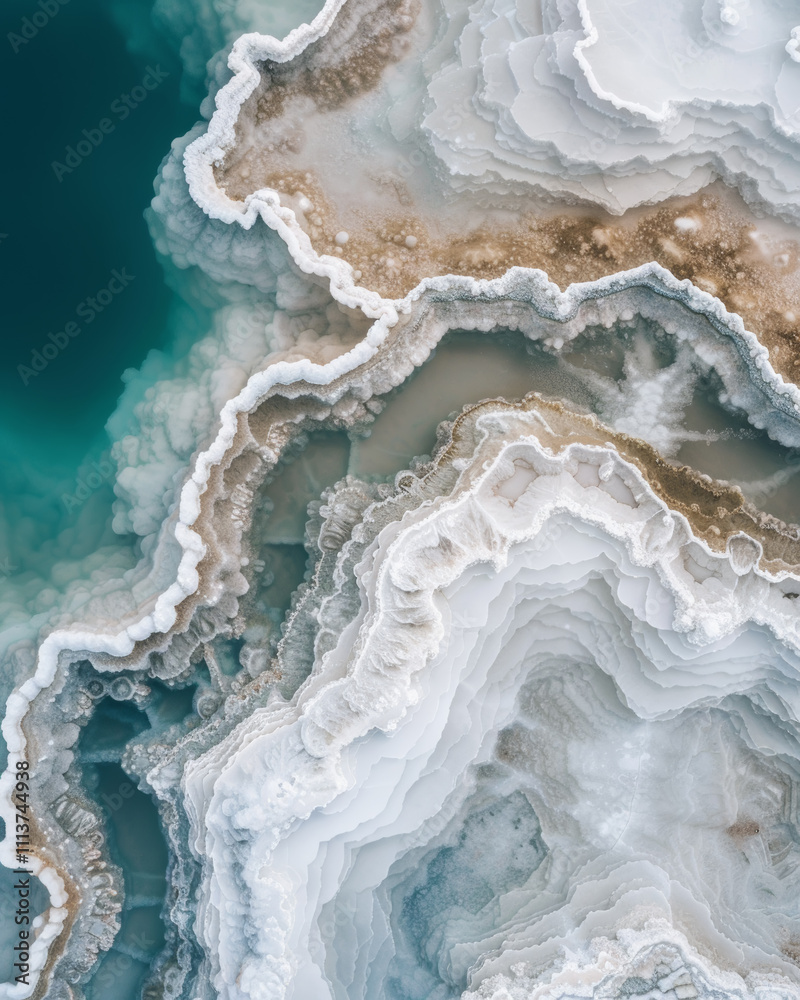 Natural Salt Pattern Aerial view of salt formations creating intricate patterns in the ...