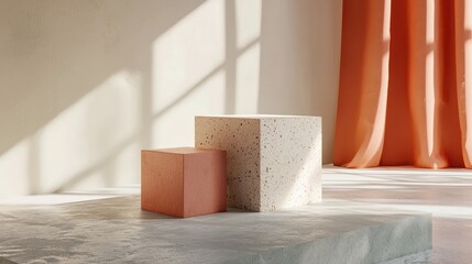 Poster - Polished Textured Mockup Featuring Realistic Prototype Objects in Modern Interior Setting