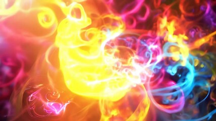 Poster - Colorful abstract design with swirling neon patterns, representing creativity, vibrant energy, and dynamic artistic themes.