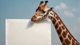 Giraffe Holding a Blank Sign Illustration