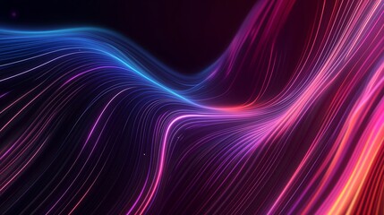 Poster - Colorful light waves create a dynamic and vibrant abstract pattern in a dark background