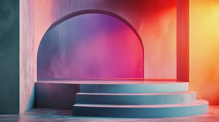 Poster - Dimensional Showcase with Realistic Textures and Colorful Gradient Background