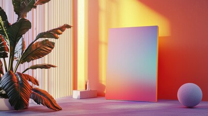 Poster - Polished Mockup with Realistic Textures and Colorful Background in Modern Interior Setting