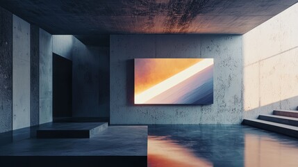 Poster - Stunning Dimensional Mockup Template for Modern Interior with Artistic Display Screen