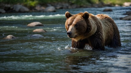 brown bear in water