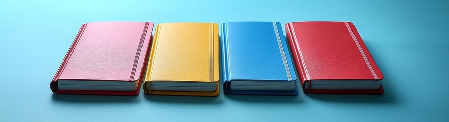 Poster - A realistic template showcases an empty hardcover catalog, diary, or dictionary with a white cover and bookmark, along with a red ribbon bookmark.