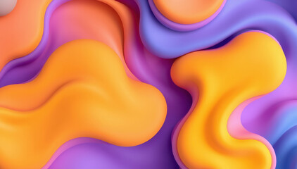 Wall Mural - Abstract Orange Purple Swirling Liquid Forms Background