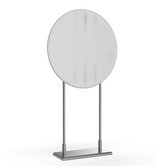 Wall Mural - Blank circular tension fabric banner on metal stand 3d render illustration.