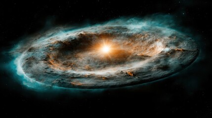 Wall Mural - a stunning cosmic image of a swirling galaxy with a bright center, showcasing vibrant colors and cel