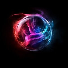 Poster - Abstract glowing sphere with red and blue smoke.