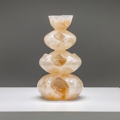 Poster - Abstract light orange sculpture with layered, organic forms.