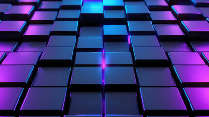 Poster - Vibrant Neon Cubes in Abstract Pattern with Glowing Highlights and Shadows