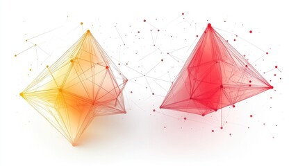 Poster - Abstract polygonal shapes with a gradient effect on a white background, symbolizing futuristic graphic design and technology