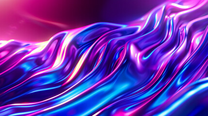 Wall Mural - neon ripple texture: defocused glow with iridescent waves. blur of purple and blue fluorescent color