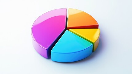 Poster - Circular pie chart in vibrant colors on a clean, white background, with individual segments highlighted to show data distribution