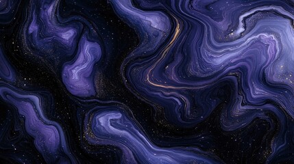 Poster - smoky clouds in deep purple and blue hues swirling against a black background, creating a mystical a