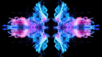 Poster - vibrant colored smoke plumes in shades of blue and purple against a black background, forming unique