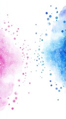 Wall Mural - pink and blue watercolor clouds with heart shapes and white space. concept: dreamy celebration, gend